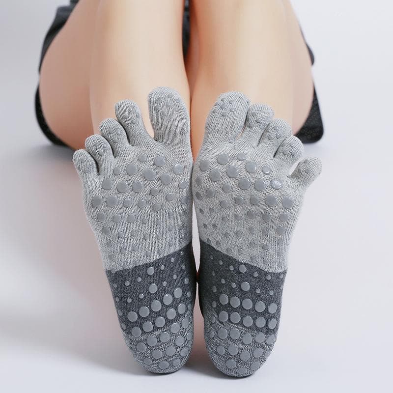 Backless Breathable Yoga Socks Non-slip Silicone Five Fingers Dance Sports Socks Professional Solid Color Cotton Pilates Socks