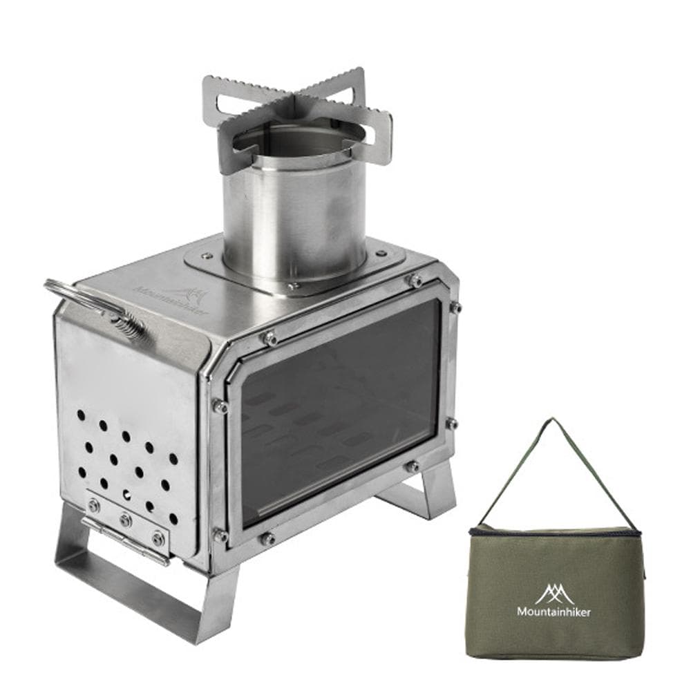 Outdoor Camping Stoves Portable Stainless Steel Furnace Multifunctional Picnic BBQ Cooking silver