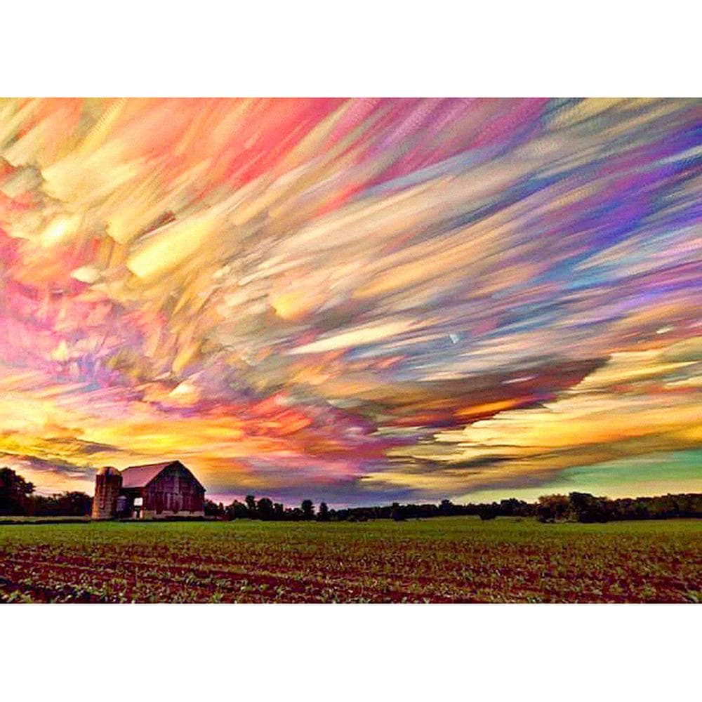 Diamond Painting Cross Stitch Pattern 5D Diamond Embroidery Colorful Rosy Clouds Home Decor 20X30CM