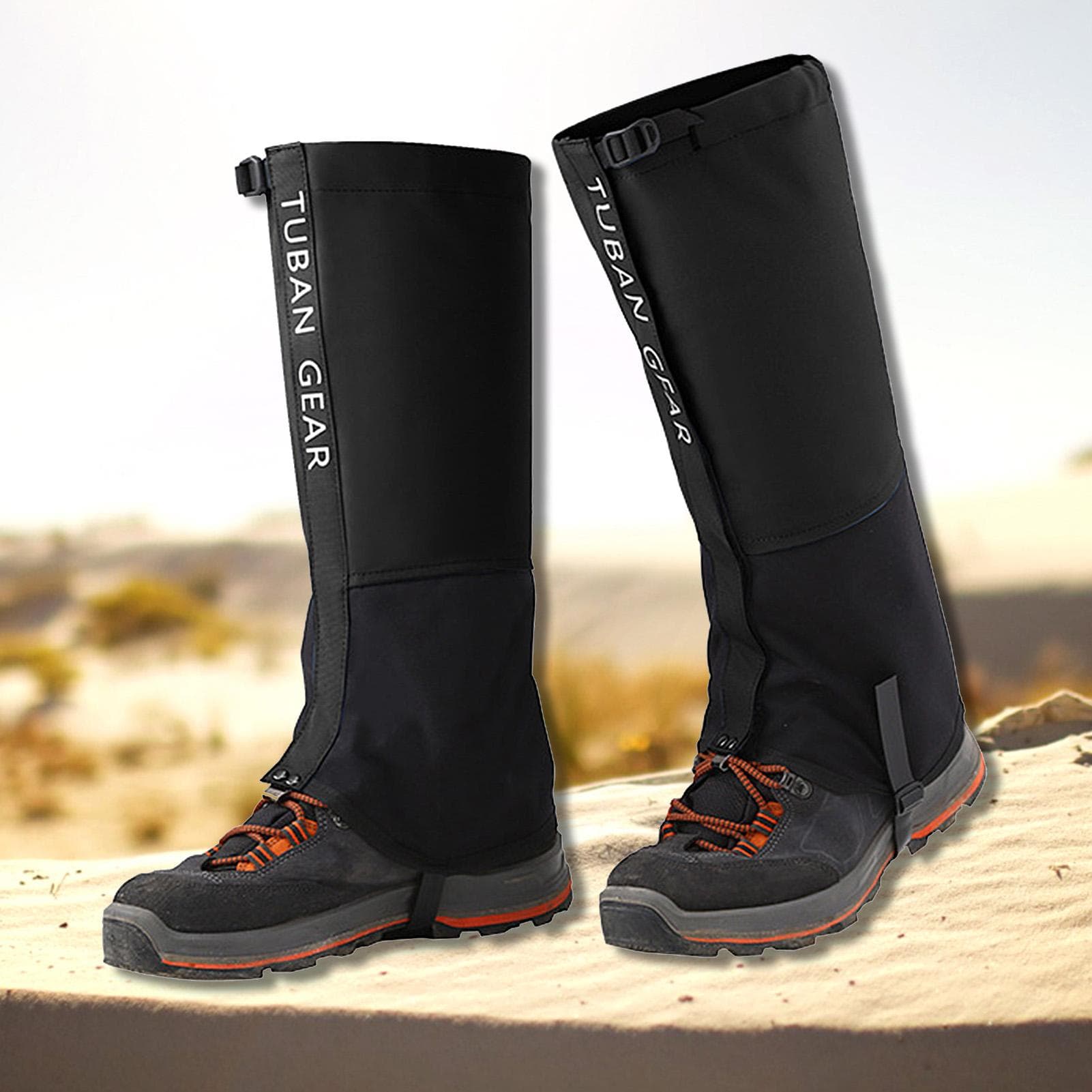 Leg Gaiters Waterproof Adjustable Anti-Tear Snow Boot Gaiters for Outdoor Snowshoeing Hiking Skiing Medium black