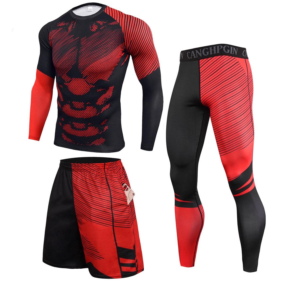 3Pcs Men's Cycling Clothes Fitness Clothes Men's Casual Sportswear Basketball Suits Size S-XXXL L