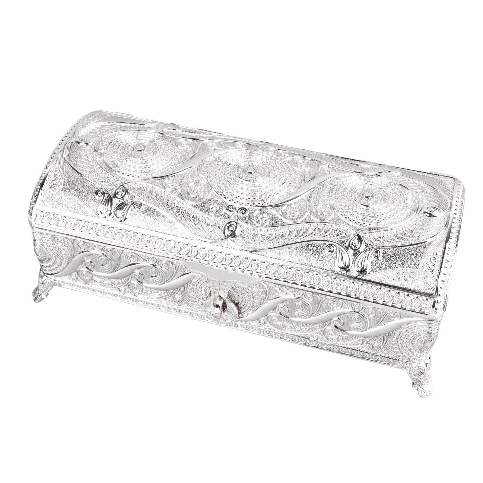 Vintage Jewelry Box Elegant Colorfast Alloy Rustproof Soft Velvet Lining Trinket Storage Box for silver