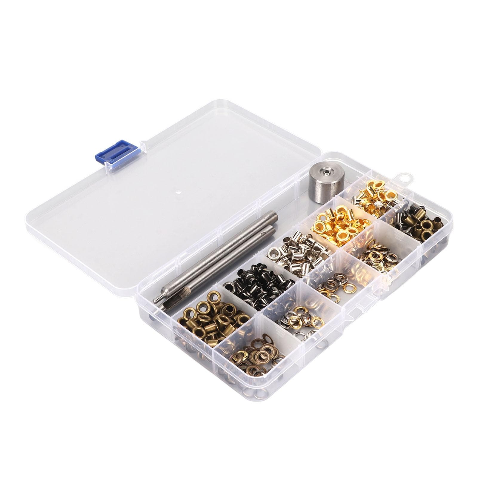 4mm Grommet Eyelet Kit 4 Colors 280 Sets Grommets Eyelets with 3 Pieces Install Tool Kit Metal