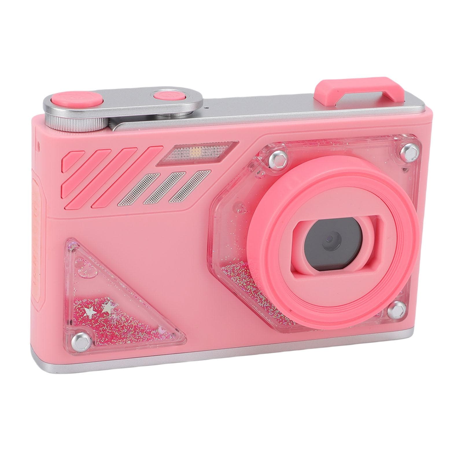 Digital Camera 1080P HD 48MP 8X Zoom Front Rear 2 Lens Portable Small Auto Focus for Students White pink