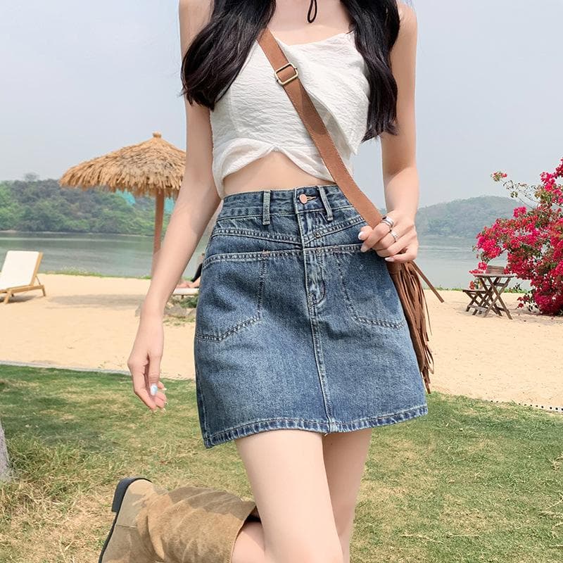 High-waisted Summer Denim Skirt Denim Skirt Women's Trousers A-line Skirt Hip A-line Skirt Women's Summer Denim Skirt XXL