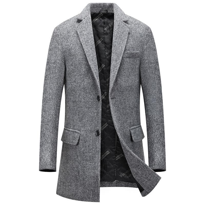 Autumn and Winter New Men's Plaid Woolen Coat Fashionable Lapel Non-iron Woolen Coat for Men Thickened Woolen Coat for Men 4XL