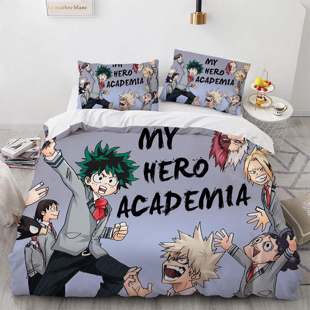 New Anime My Hero Academy Bedding Set Anime Characters Duvet Cover 3D Cartoon Polyester Quilt Cover Queen King Size Kids Boys 70x133cm 2pcs