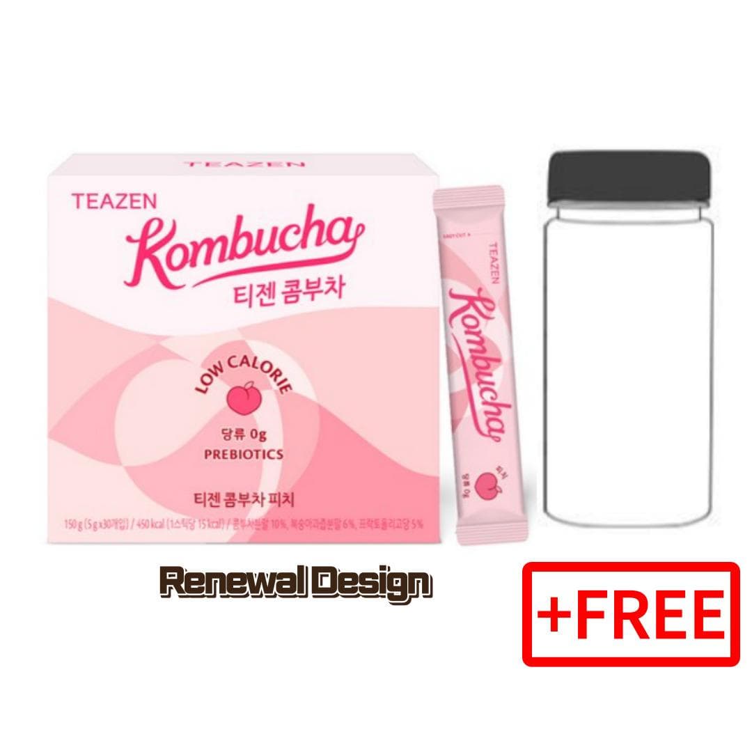 [TEAZEN] Kombucha Powder 6 flavors 30T / Lemon, Citron , pineapple, peach, mango guava, shine musket Peach 30t+free bottle