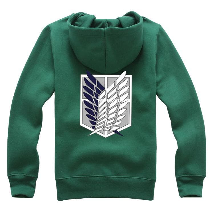 Attack on Titan Long Sleeved Striped Hooded Sweatshirt Pullover Tops Harajuku XL green