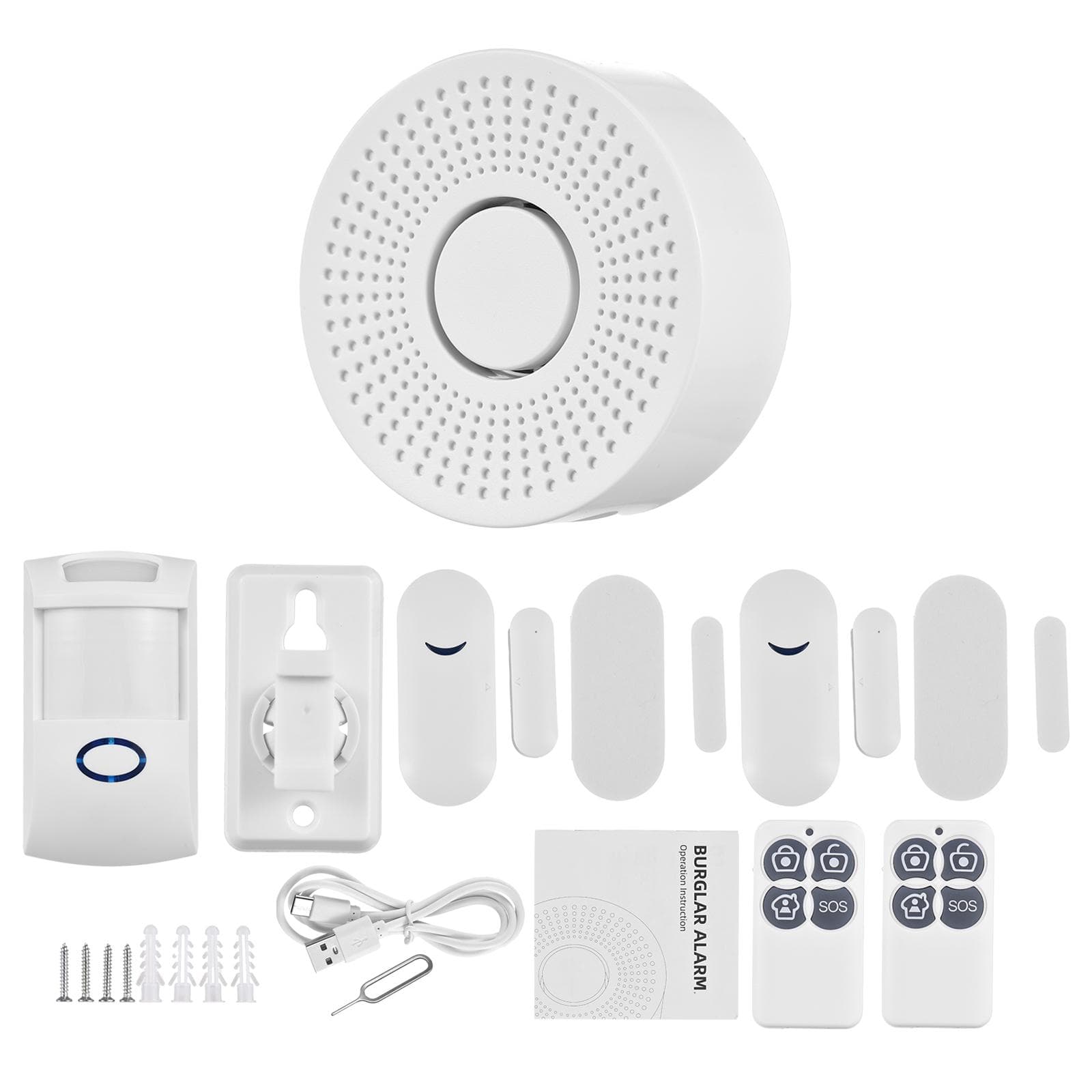 Home Security System WiFi Tuya APP Monitoring Notifications Type-C Power Supply Wireless Receiver white