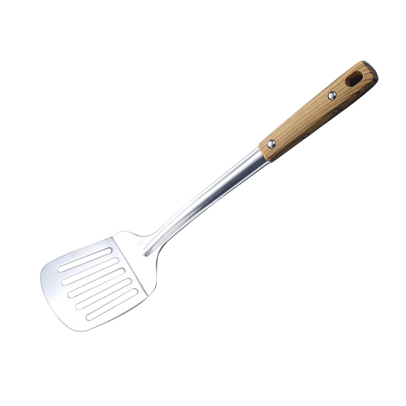 Stainless Steel Turner Wood Grain Handle Heat Resistant Kitchen Utensil Cooking Spatula Fry Shovel