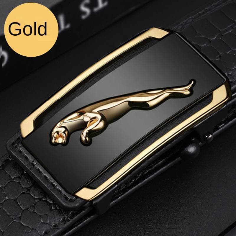 Men's Leather Belt Automatic Buckle Cattlehide Leather Fashion Business Elite Men's Pants Belt Versatile Casual Crocodile Pattern Belt 110cm