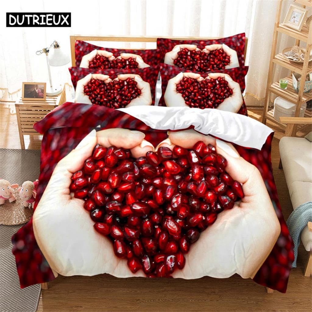 Heart Duvet Quilt Cover Pillow Case Music 3D HD bed Set Linen King Queen Twin Single Double 3PCS 2PCS Home Textile EU single(135x200cm)&set