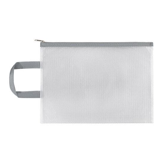 Mesh Zipper Pouch A4 Letter Size Clear Plastic File Bag Waterproof Zip grey