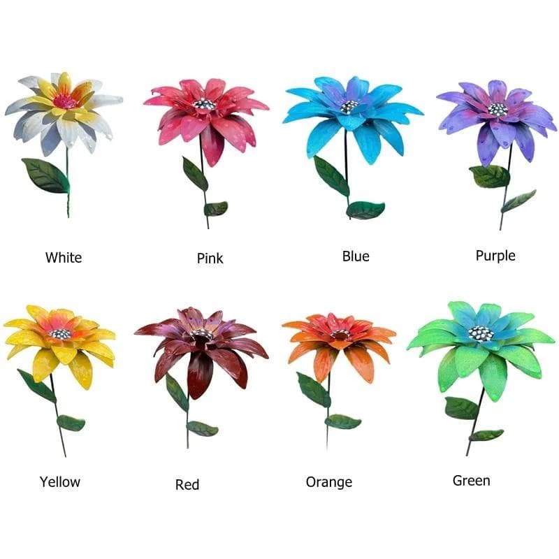 1PC Metal Flowers Garden Stakes Indoor Outdoor Crafts Rustproof Metal Iron Yard Art Lawn Decoration 8 Colors yellow