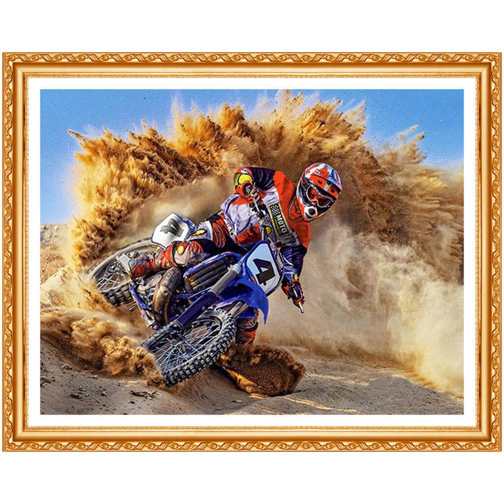5D  Embroidery Motorcycle Dust Diamond Diy Diamond Painting Full Round Rhinestone Pasted Painting 20X30CM