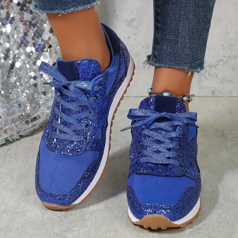 Women's Fashion Trendy Non-slip Glitter Sneakers Breathable and Comfortable Running Shoes 39 blue
