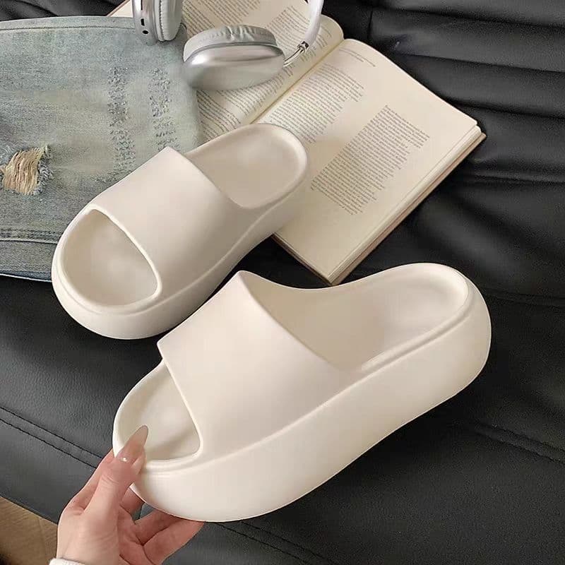 Thick Bottom Eva Slippers for Women Fashion Solid Color Platform Sandals Woman Summer 2025 Indoor Outdoor Non Slip Beach Slides 35-36 white