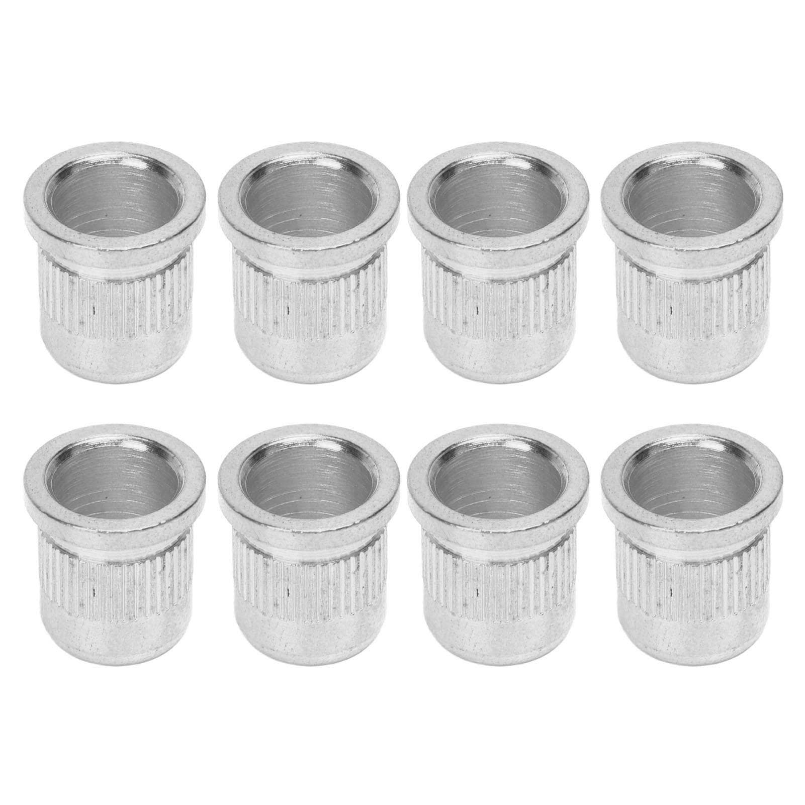 8PCS Guitar String Ferrule Alloy Compact Bass Through Body Buckle for Replacement Black silver