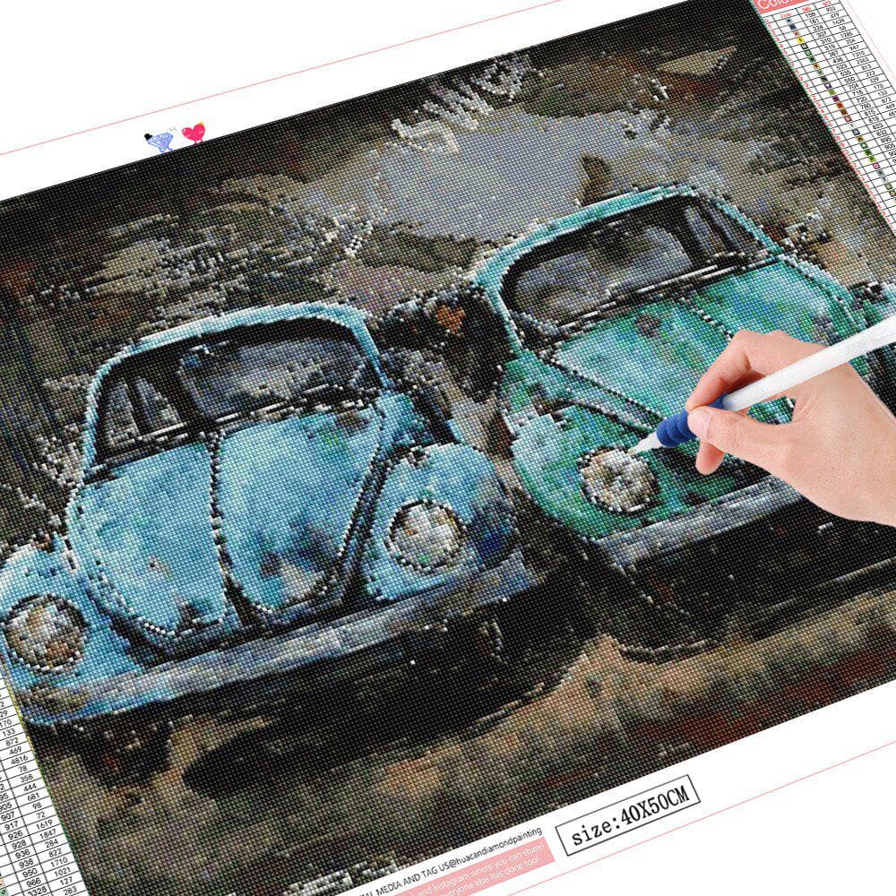 Full Round Diamond Mosaic Car Diamond Painting Scenery Picture Rhinestone Diamond Embroidery 40X50