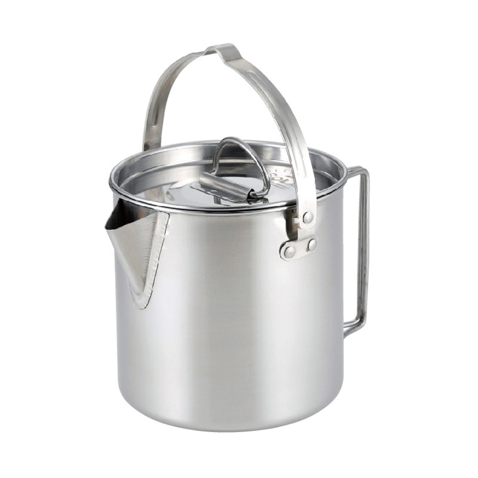 Outdoors 1.2L Kettle Stainless Steel with Lid for Cooking Boiling Water Camping Picnic Hiking silver