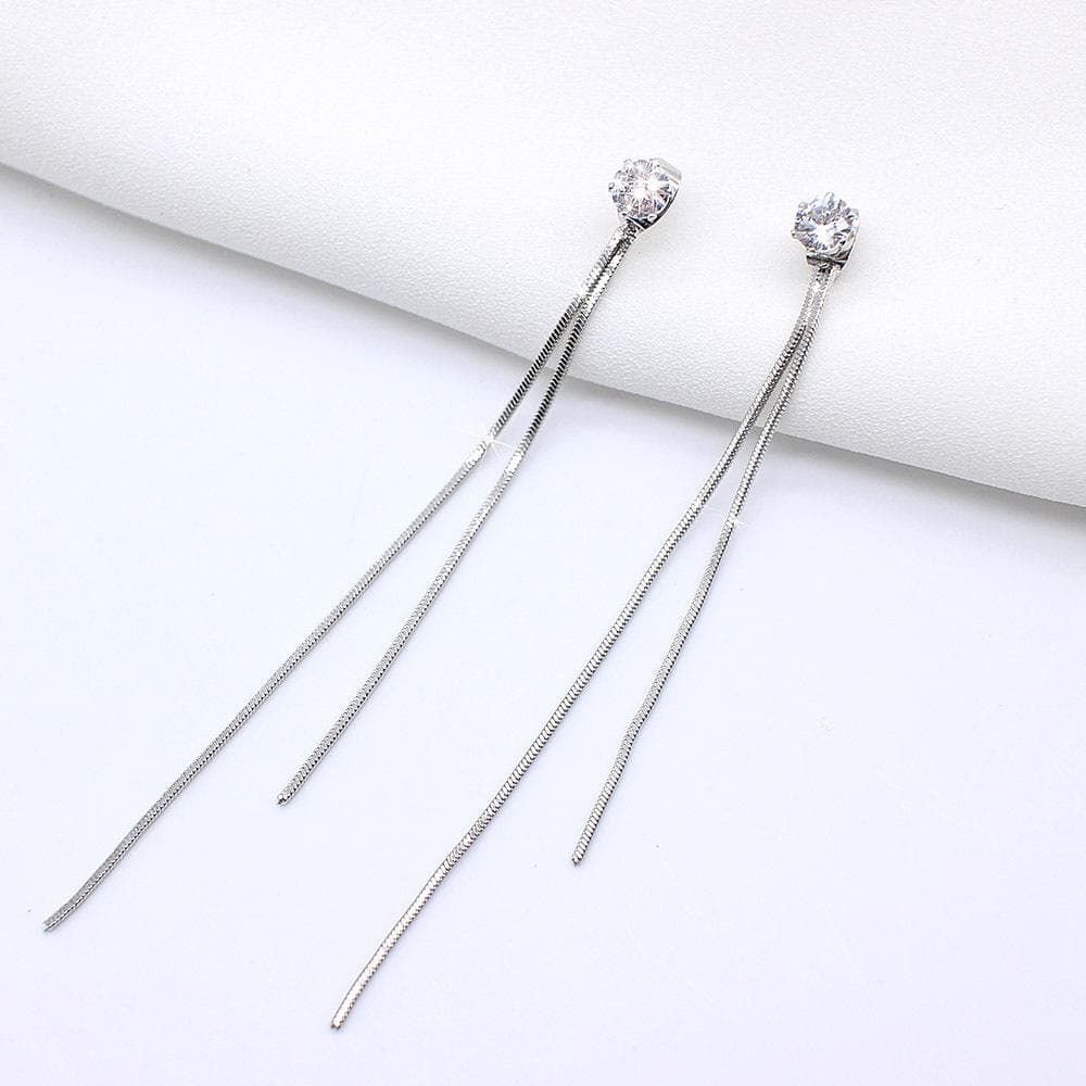 Snake Chain Tassel Earrings For Women silver