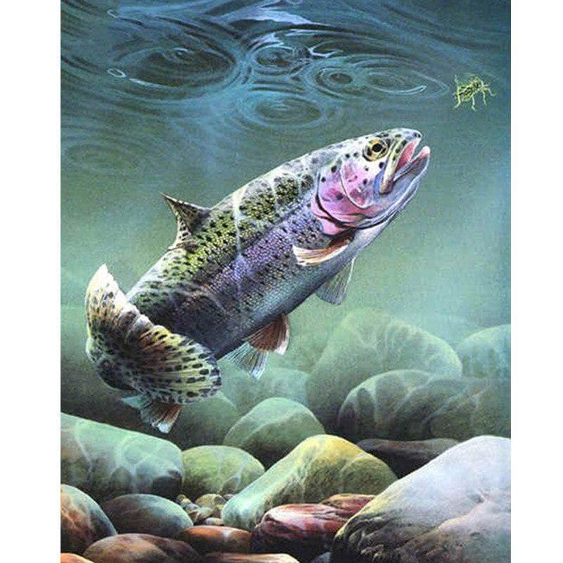 Diamond Painting Animal Fish of Rhinestones Full Circular Diamond Embroidery Cross Stitch Home Decor 20X30CM