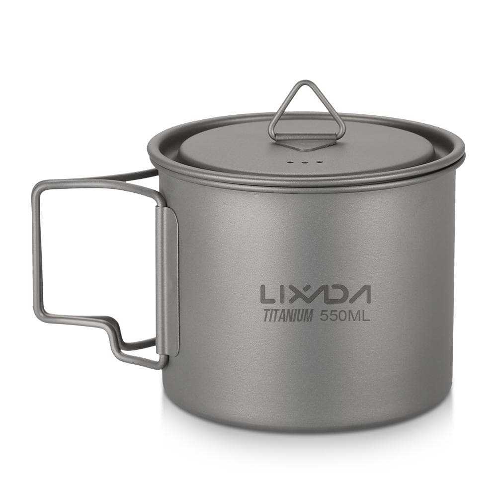 Ultralight Titanium Cup Outdoor Portable Camping Picnic Water Cup Mug with Foldable Handle 550ml 550ml