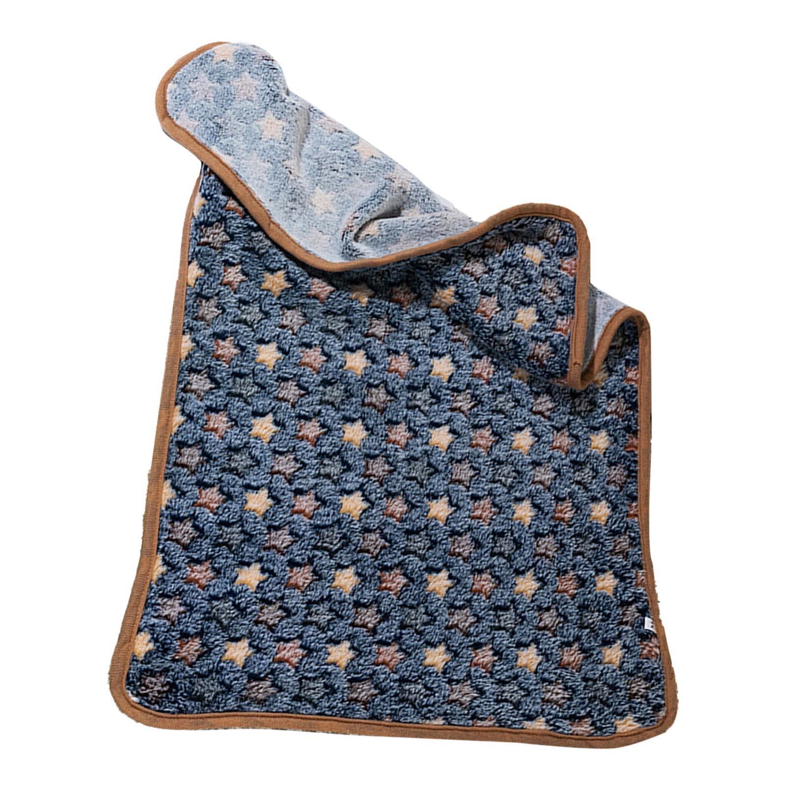 Warm Pet Blanket Autumn Winter Little Star Print Fluffy Cold Proof Dog Cat Blanket for Puppies Dogs S blue