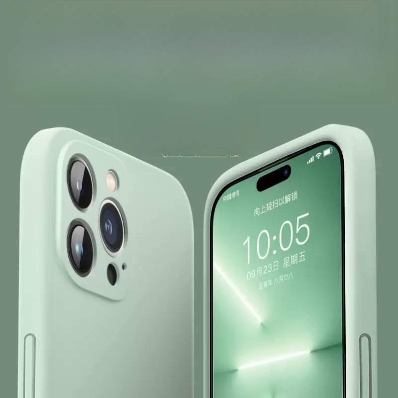Applicable To Apple 16 Straight Edge Phone Case Full-inclusive IPhone 15 ProMax Soft Silicone 14 Matte Anti-fall Protection Case iPhone13mini