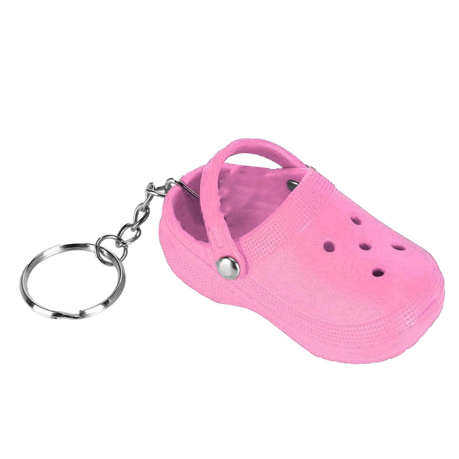 Keychain Mini Cute Silicone Portable Slipper Keychain for Schoolbag Handbag Gift Purple pink