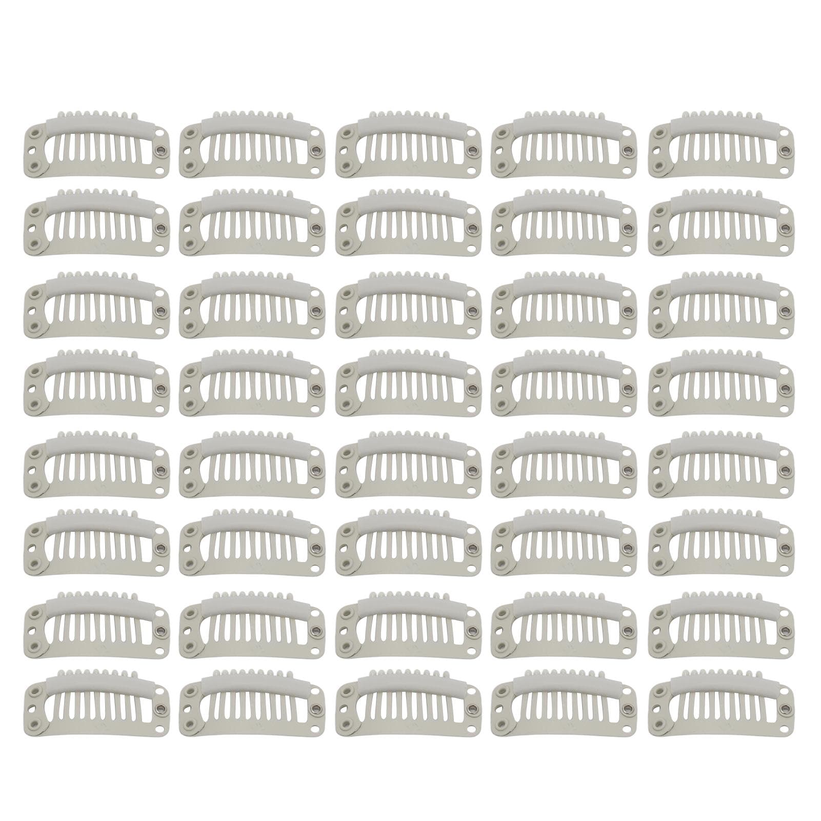 40pcs Wig Clip Set Stainless Steel DIY 9 Teeth Snap Comb Hair Extension Clips Accessories 1.3in beige