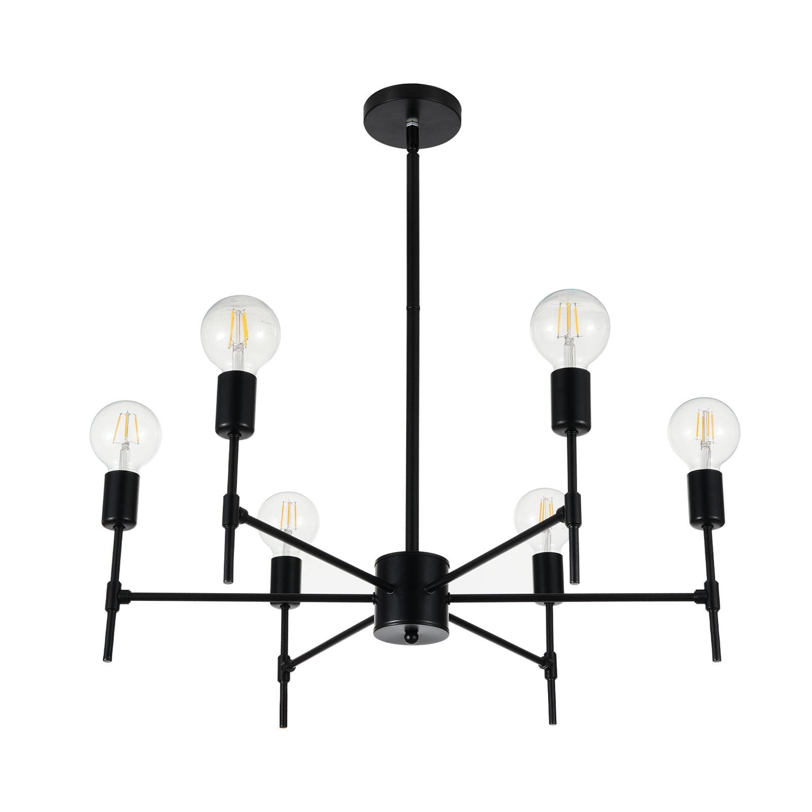 6-Light Modern Metal Chandelier Semi Flush Mount Ceiling Light Fixture Pendant Lights black