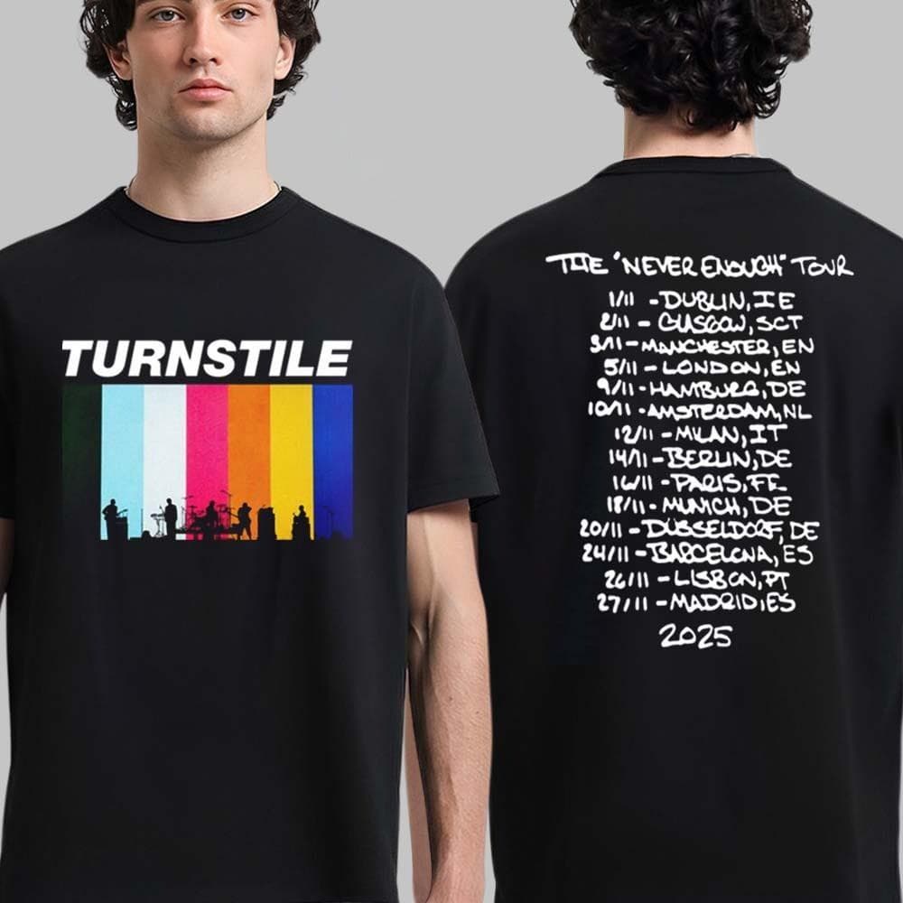 Turnstile Europe And UK The Never Enough Tour 2025 Merch Back Dates T-Shirt M