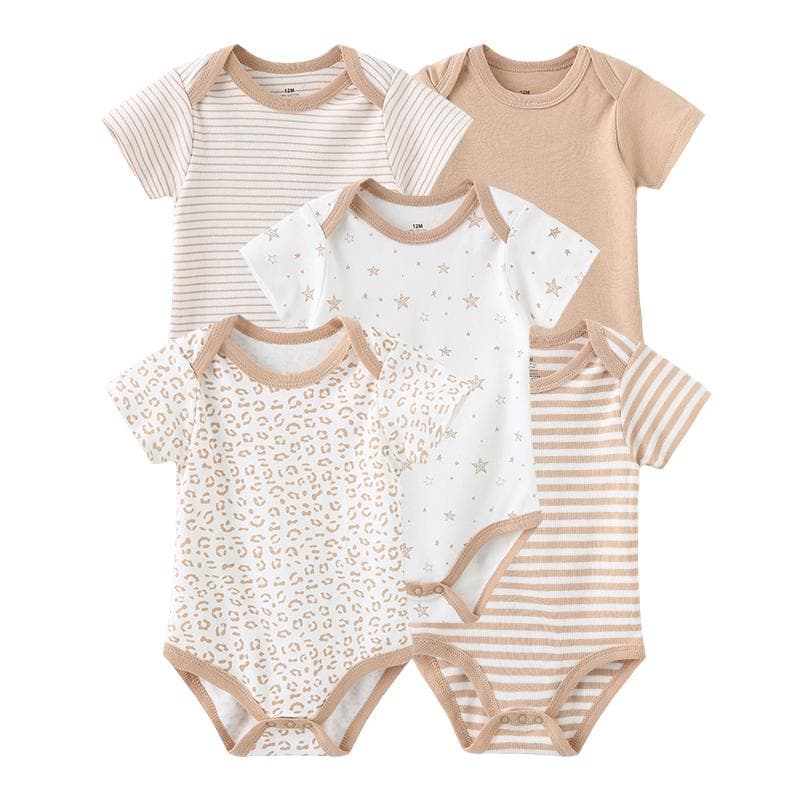 Kiddiezoom Pieces Baby Girls And Boys Bodysuit Short Sleeve Soft Cotton Baby Clothes 0-12 Months Newborn Cartoon Jumpsuit Clothing 3M
