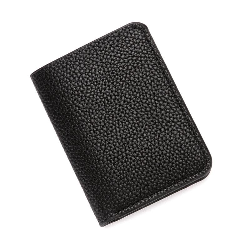 Pu Leather Men Wallet Thin Small Credit Card Holder Lychee Pattern Coin Purse black