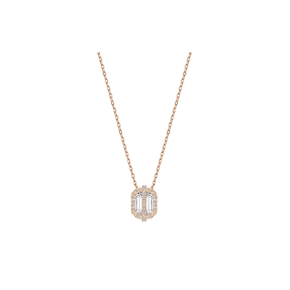 Swarovski Favor Octagonal Crystal Pendant Necklace Women necklace Rose-Gold 5226274 Box (Random Color)