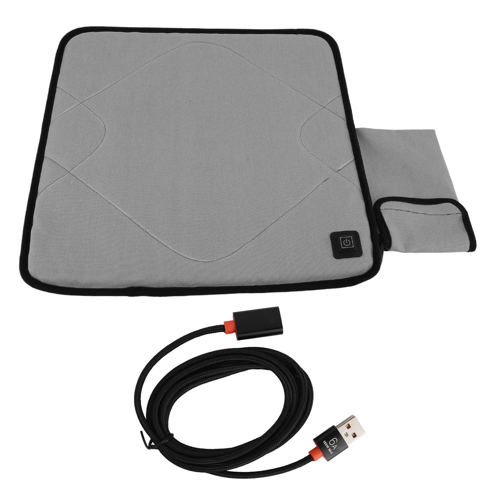 USB Heated Seat Cushion Adjustable Lightweight Heated Stadium Cushion for Camping Fishing Home dark gray