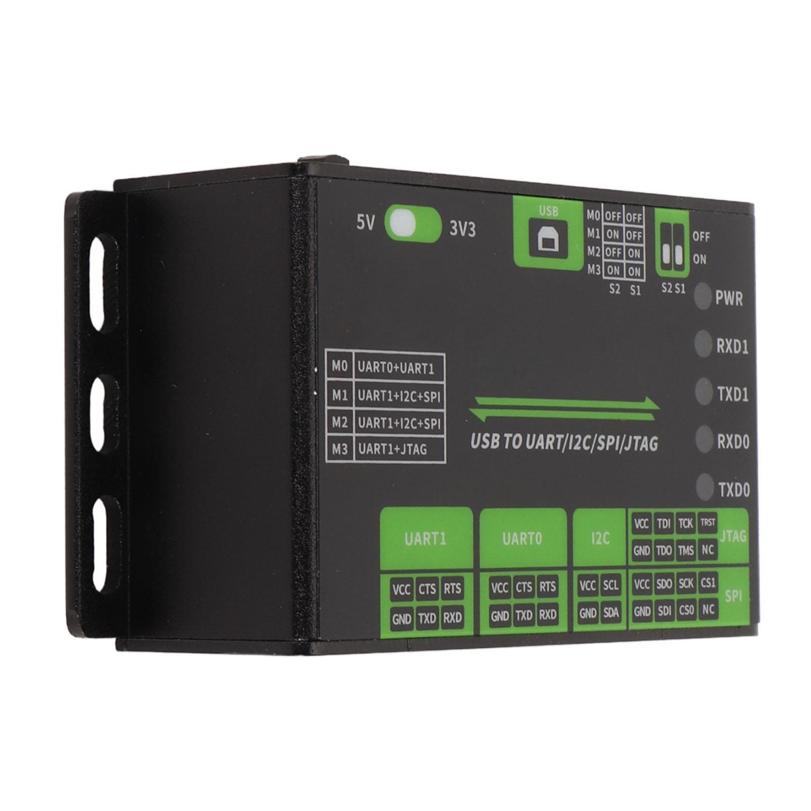 USB to UART I2C SPI JTAG Converter Supports Multiple Interfaces 3.3V 5V Aluminium Alloy Shell