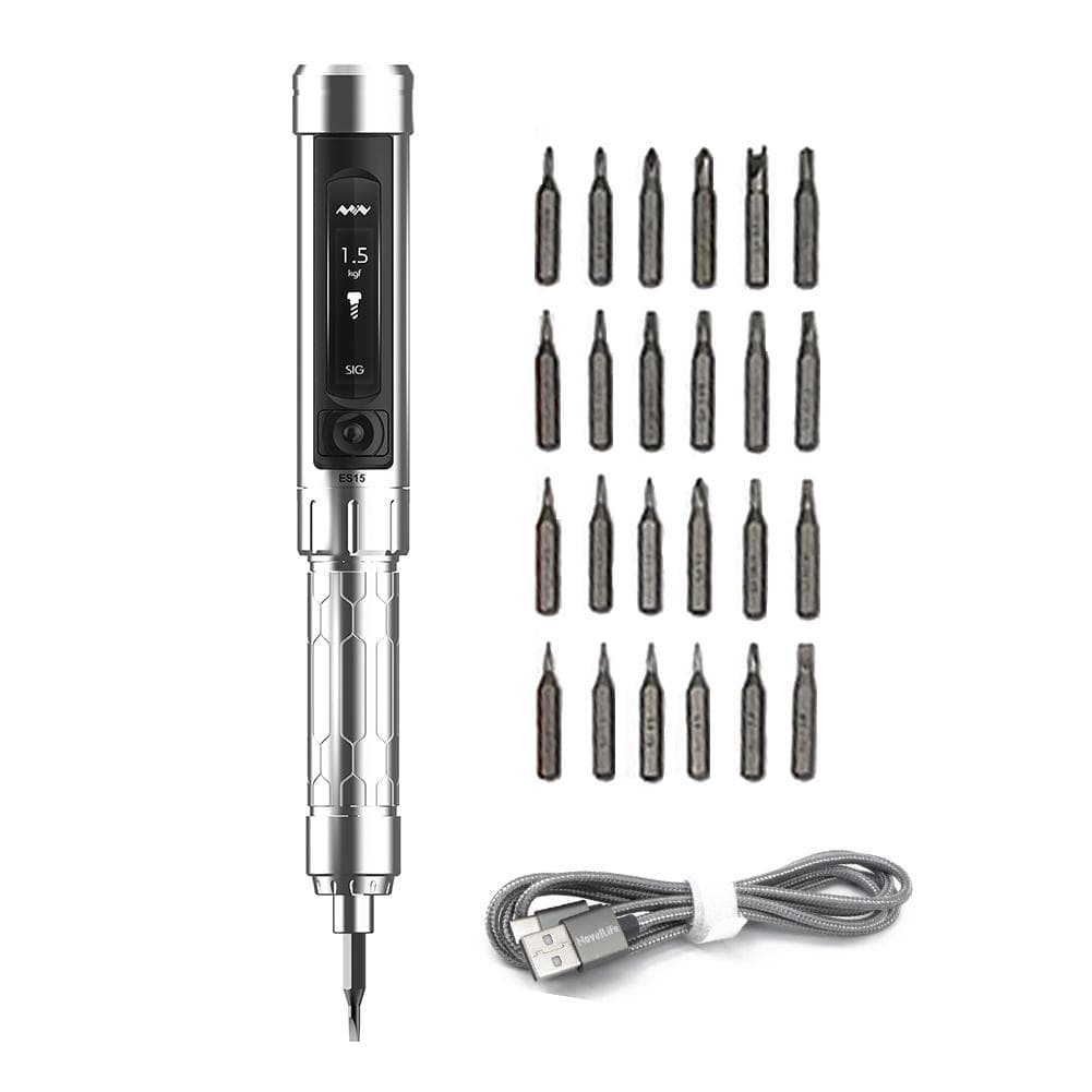 MINIWARE ES15 Intelligent Motion Control Electric Screwdriver Handheld Portable Screwdriver High silver