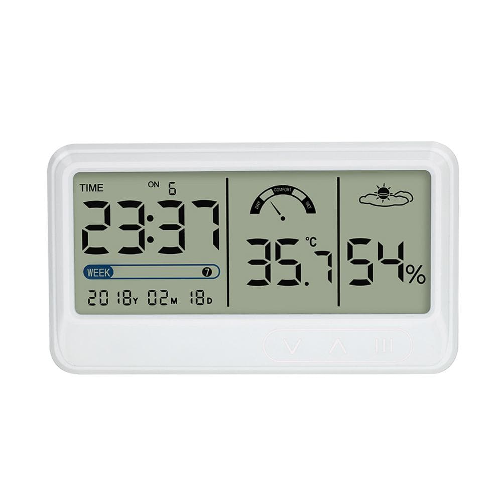 Comfort Temperature and Humidity Clock Digital Hygrometer Indoor Thermometer Humidity Monitor white