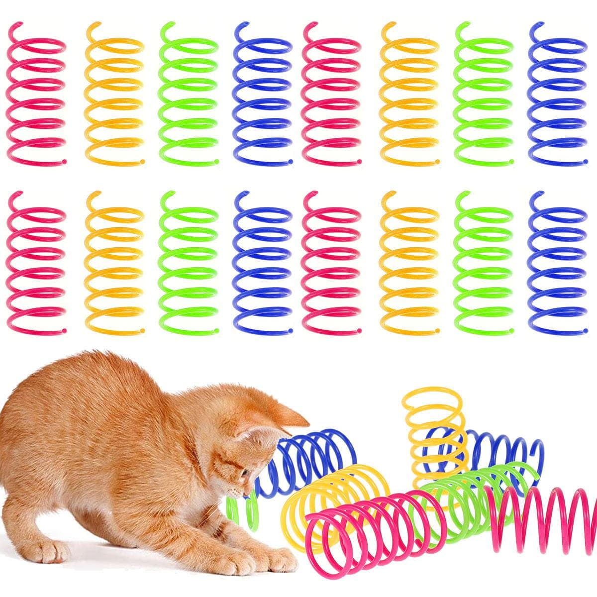 16pcs Cat Coil Toy Lasting Plastic Spiral Spring Cat Toy Interactive Cat Toy Creative Cat Activity Toy Cat Bouncing And Train Fun Gift One Size