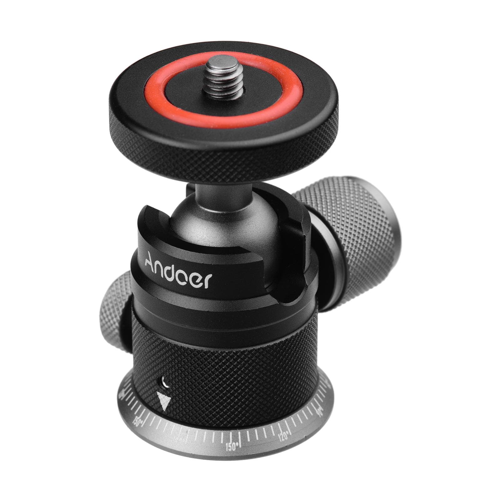 Andoer Aluminum Alloy Tripod Ball Head Mount Panoramic 360 degrees Swivel 180 degrees Flip with Scaled Base black
