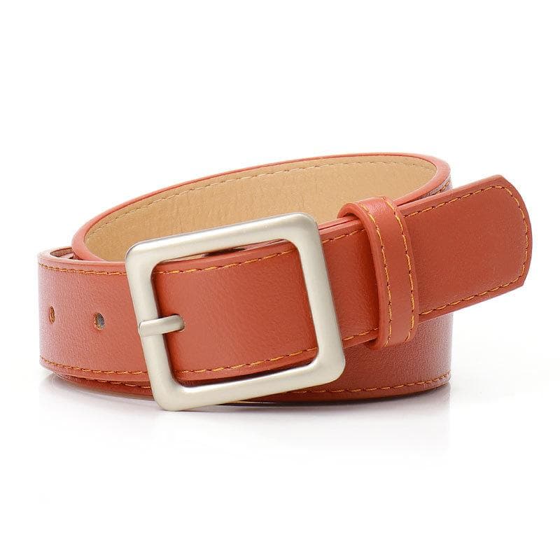 Women Belt Square Pin Buckle Decoration Elegant Simple Wild Student Retro Jean Ladie Wide Belts Fashion New Design 104x2.8cm camel