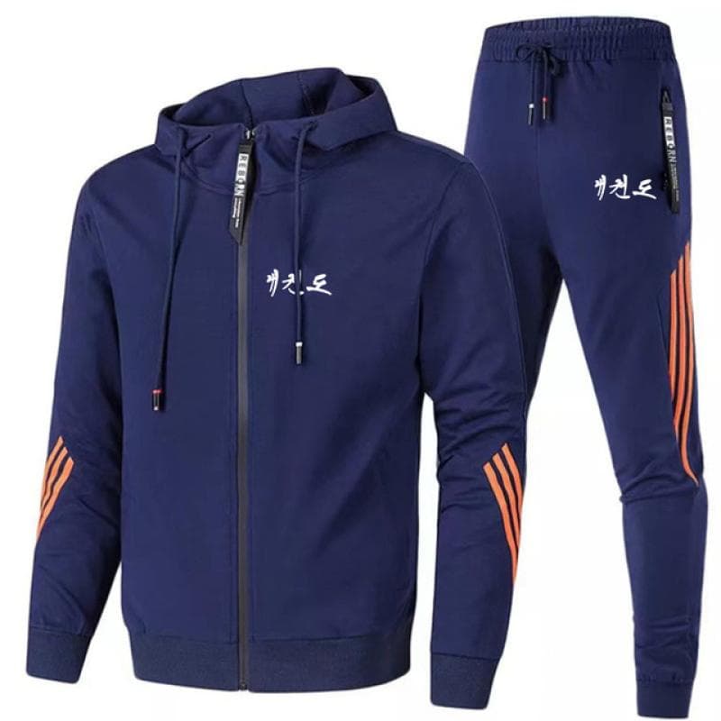 WTF World Taekwondo Federation Print Casual Sportswear Suit Mens Hoodie and Trousers Two-piece Zipper Sweatshirt Sweatpants Suit L