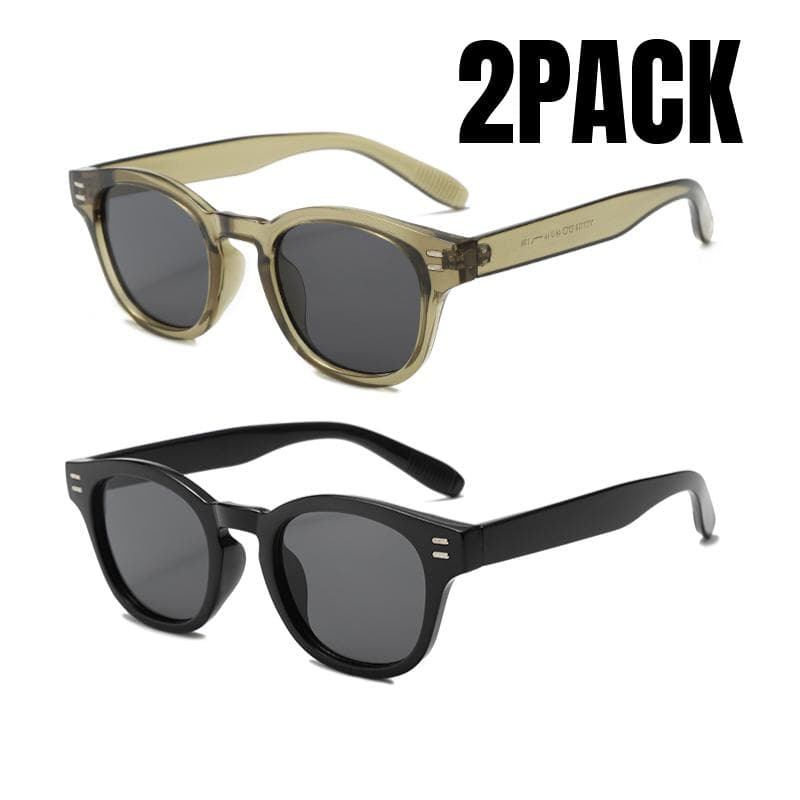 1/2PACK Small Round Sunglasses Women Men Retro Clear Ocean Lens UV400 Rivets Punk Sun Glasses Fashion Shades