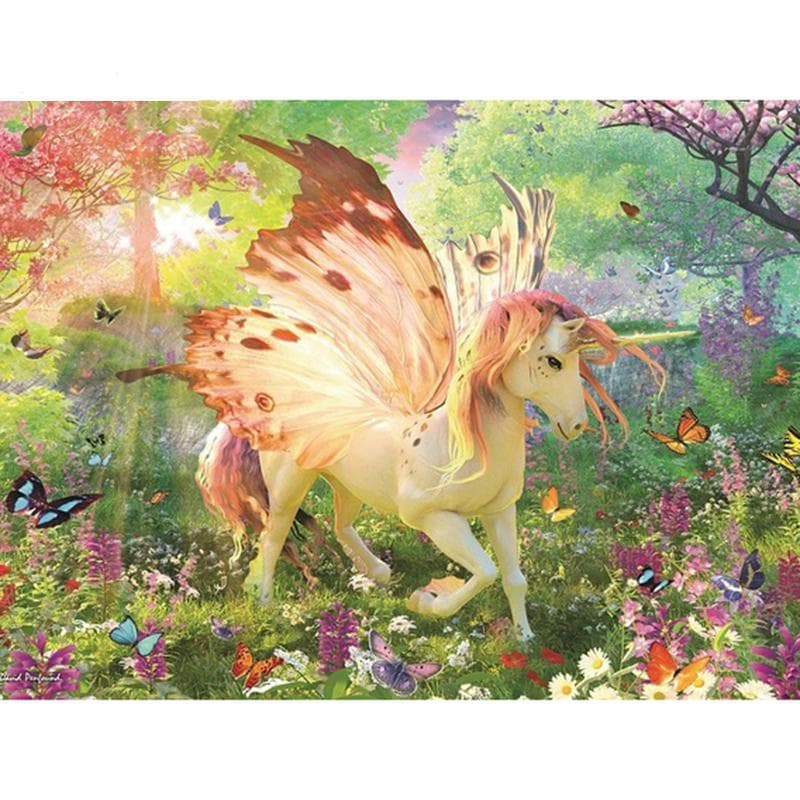 Cross Stitch Cartoon Butterfly & Unicorn Rhinestones Embroidery Mosaic Home Decor 20X30CM