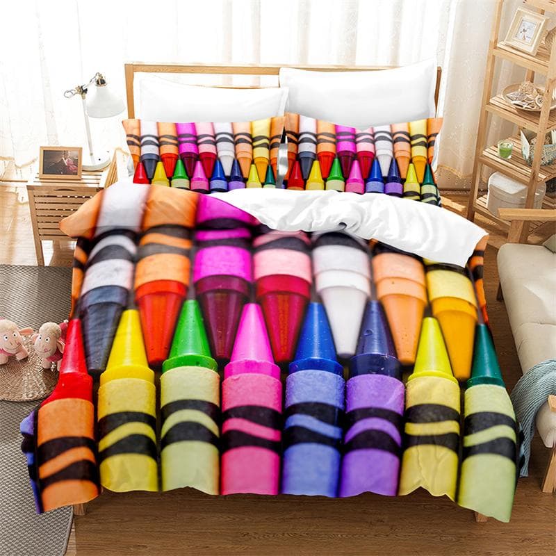 Crayon Bedding Set Duvet Cover Set 3d Bedding Digital Printing Bed Linen Queen Size Bedding Set Fashion Design EU single(135x200cm)