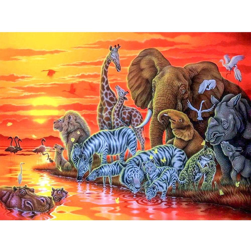 Diamond Painting African Grassland Elephant Drill Daimond Embroidery Painting Cross Stitch Rhinestone 20X30CM