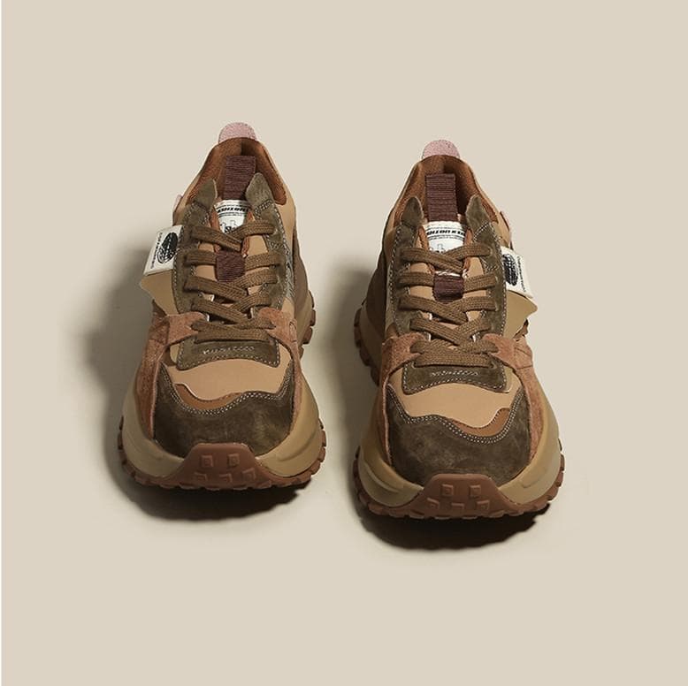 Waffle Thick-soled Forrest Gump Shoes Women's  Spring New Retro Color Matching Casual Sports All-match Old Shoes 39
